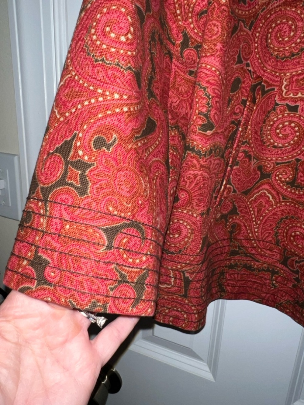 Talbots Red Paisley-Print Peacoat - Picture 8 of 12